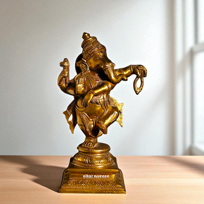 Panchaloha Ganesha dancing statue - 9 Inches Nikuressence