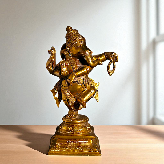 Panchaloha Ganesha dancing statue - 9 Inches Nikuressence