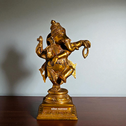 Panchaloha Ganesha dancing statue - 9 Inches Nikuressence