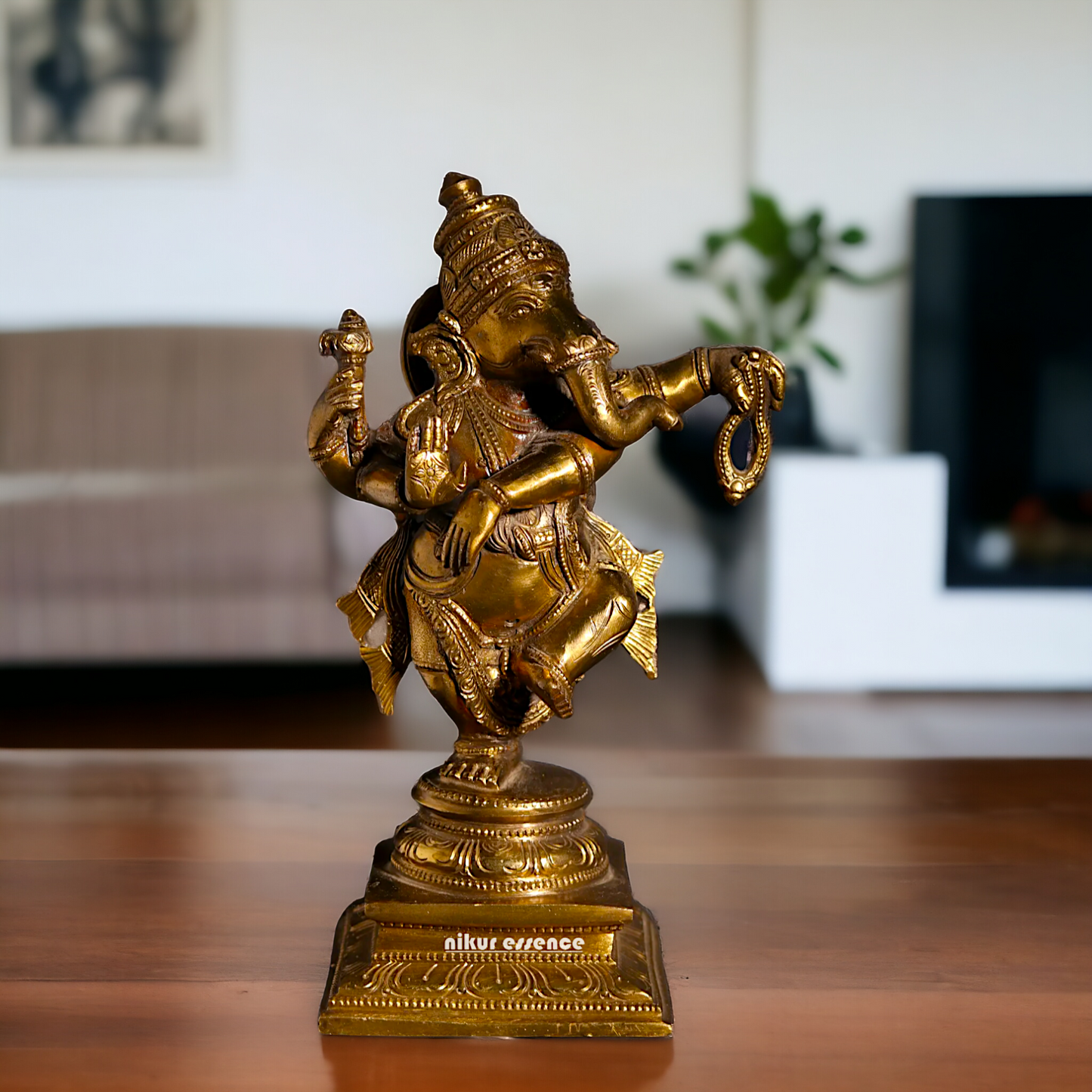 Panchaloha Ganesha dancing statue - 9 Inches