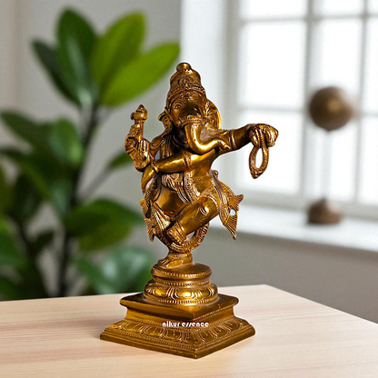 Panchaloha Ganesha dancing statue - 9 Inches Nikuressence