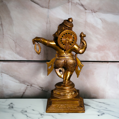 Panchaloha Ganesha dancing statue - 9 Inches