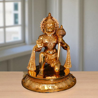 Panchaloha Hanuman ji monkey god with Gada statue - 14 Inches Nikuressence