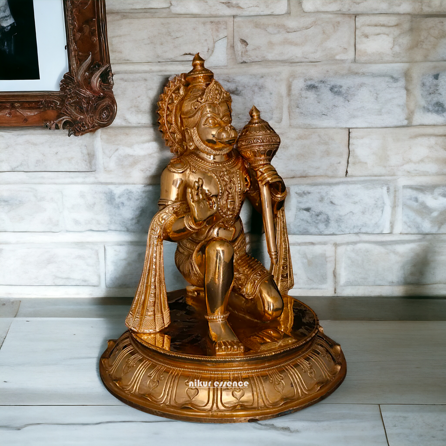 Panchaloha Hanuman ji monkey god with Gada statue - 14 Inches