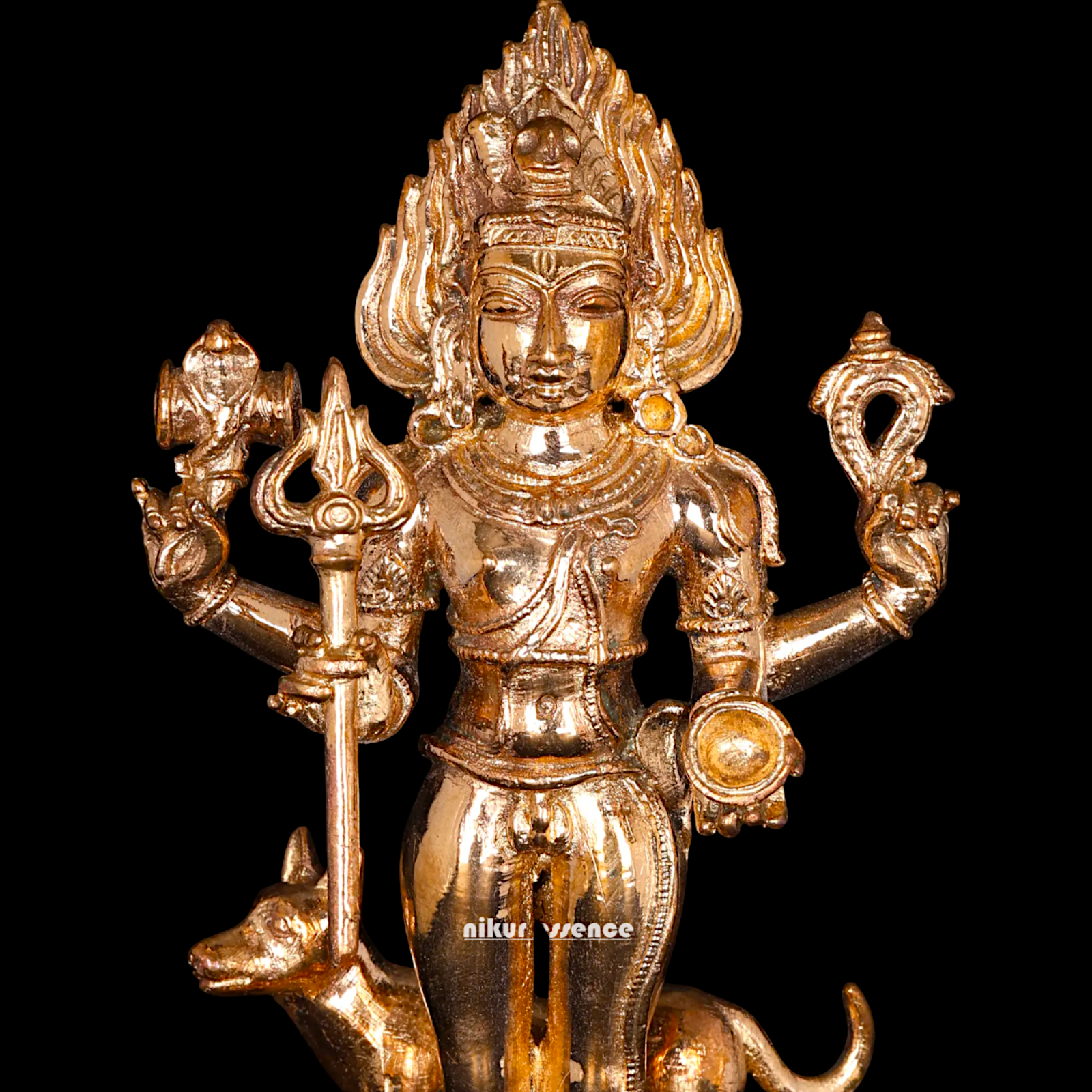 Shiva Bhairava Standing Panchaloha statue - 5 Inches