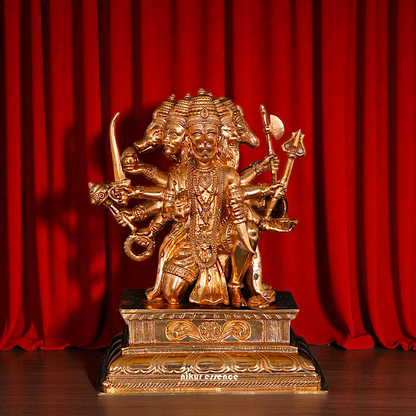 Panchmukhi Hanuman Sitting with Gada Panchaloha idol - 5 Inches Nikuressence