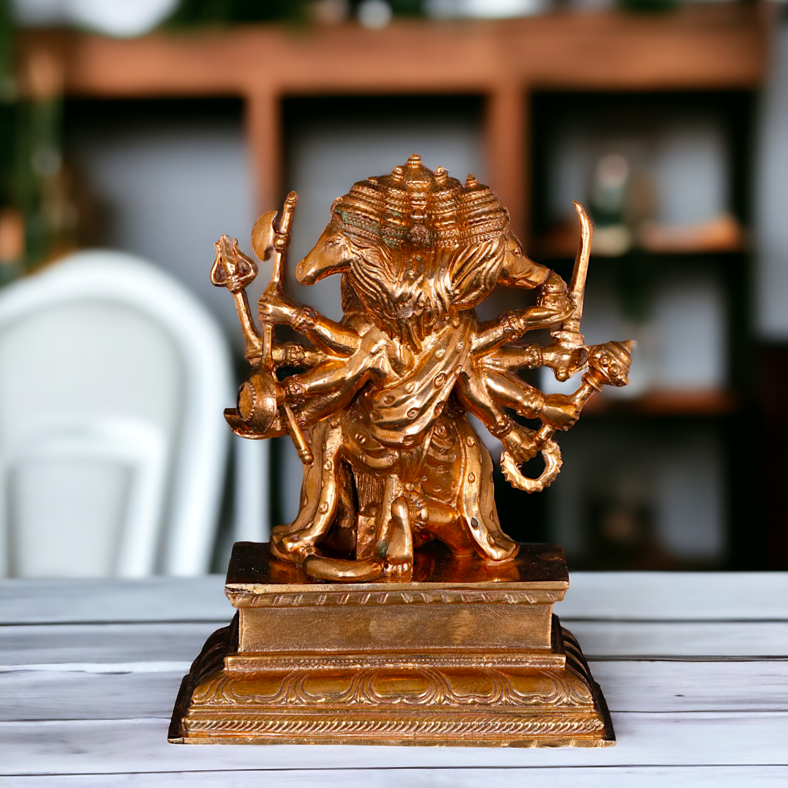 Panchmukhi Hanuman Sitting with Gada Panchaloha idol - 5 Inches