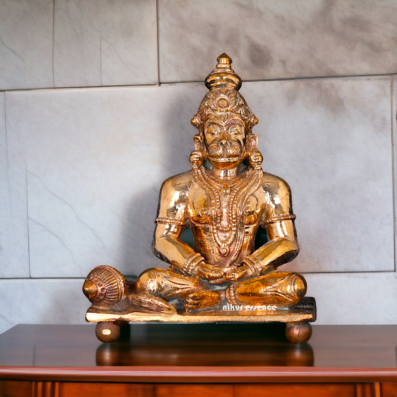 Hanuman ji Sitting meditation Panchaloha idol - 3 Inches