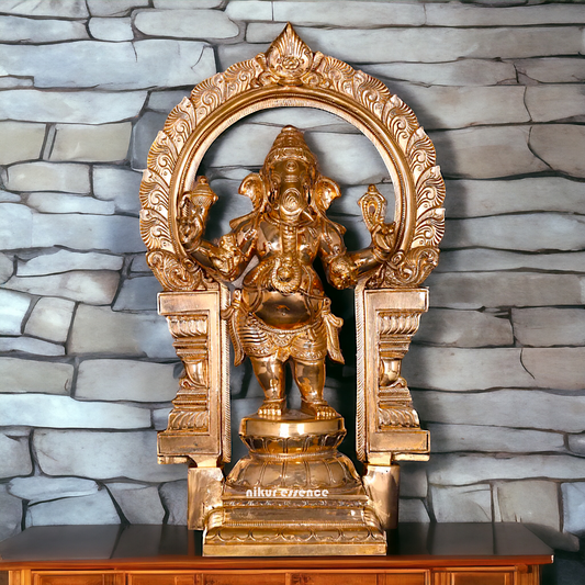 Large Ganesha standing Panchaloha idol - 16 Inches