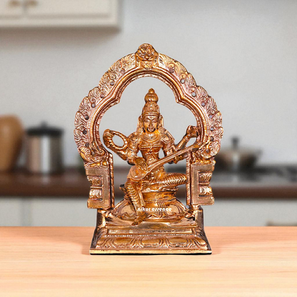 Saraswati seated with Playing Veena Panchaloha idol - 5 Inches Nikuressence