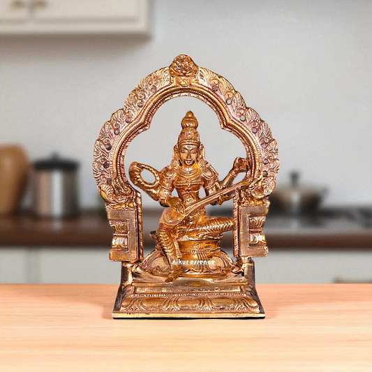 Saraswati seated with Playing Veena Panchaloha idol - 5 Inches Nikuressence
