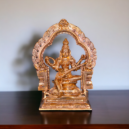 Saraswati seated with Playing Veena Panchaloha idol - 5 Inches