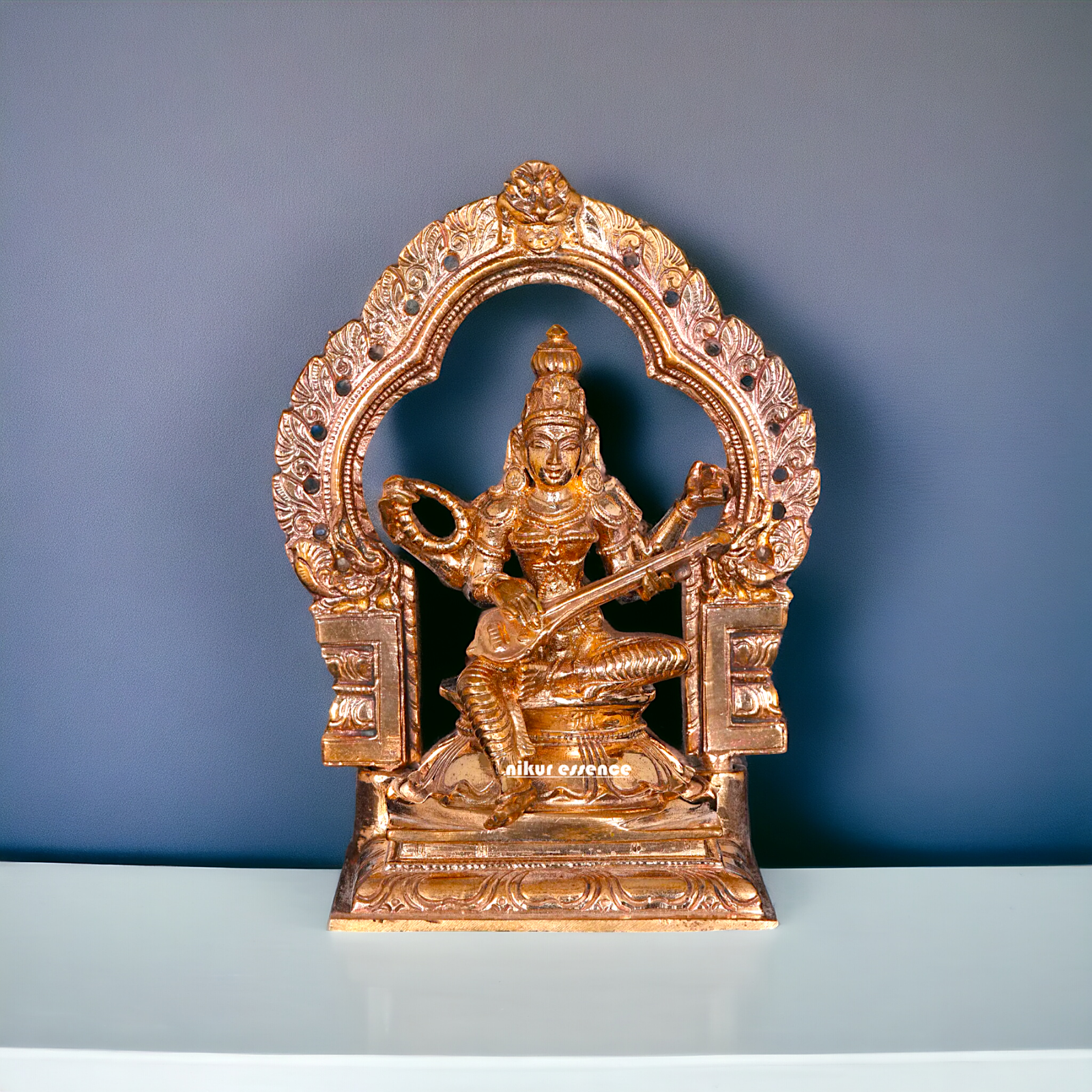 Saraswati seated with Playing Veena Panchaloha idol - 5 Inches