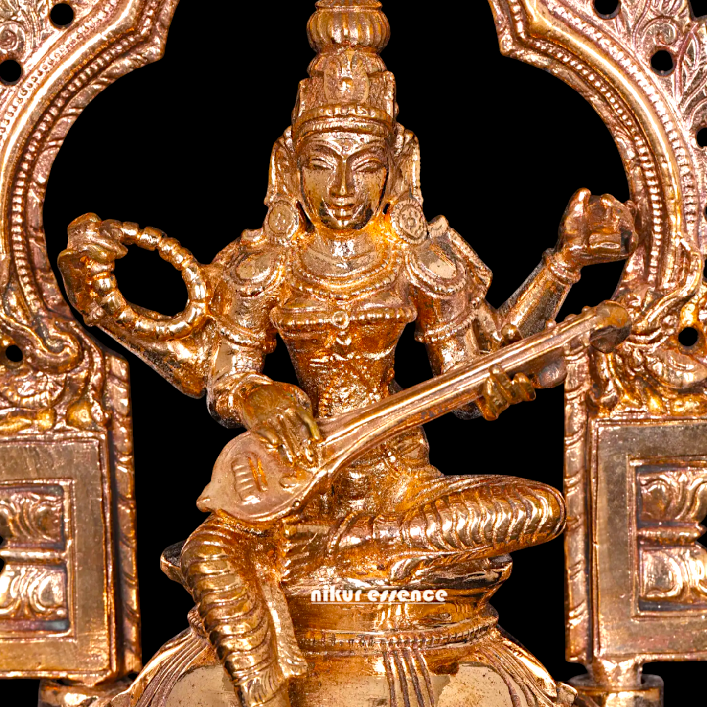 Saraswati seated with Playing Veena Panchaloha idol - 5 Inches