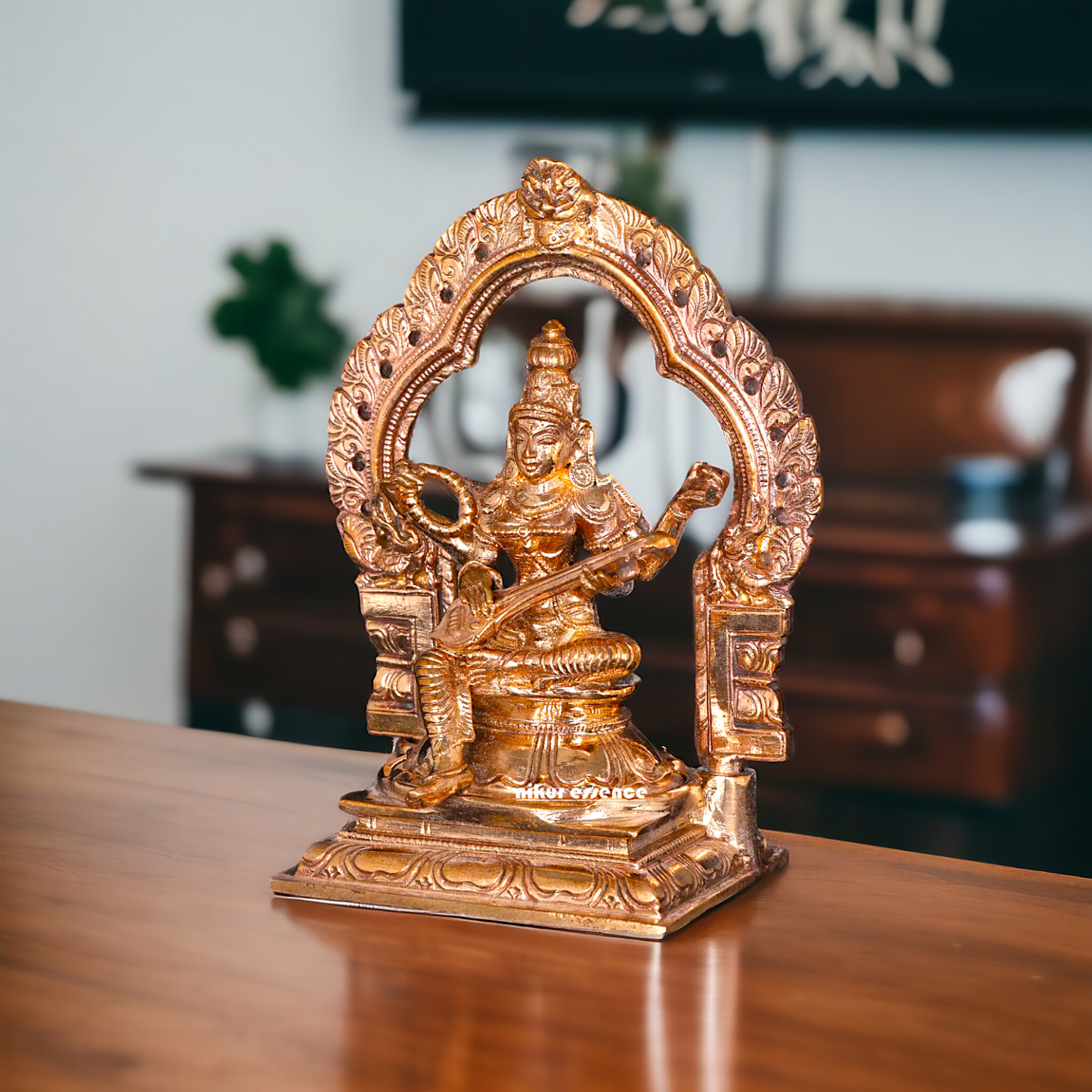 Saraswati seated with Playing Veena Panchaloha idol - 5 Inches