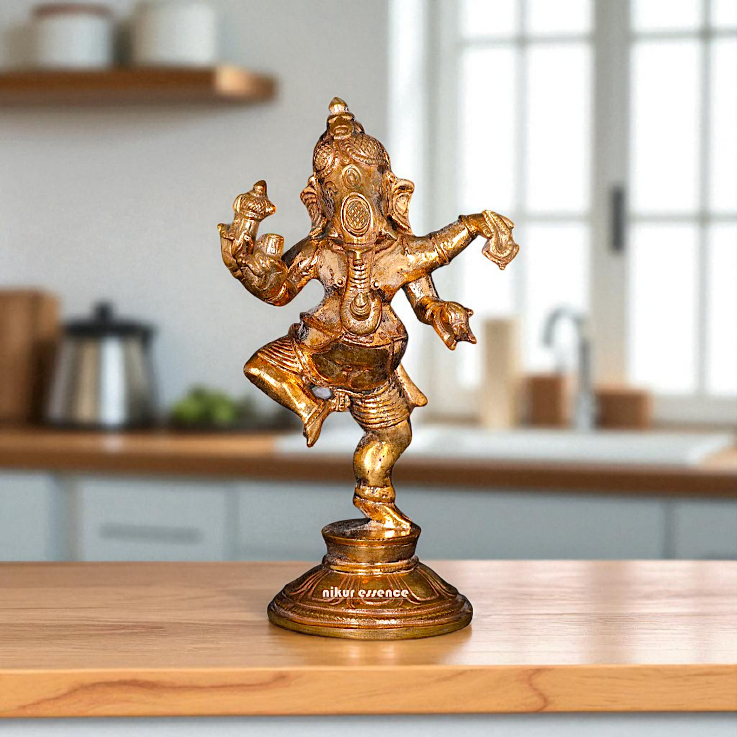 Ganesha dancing with Four hand Panchaloha idol - 4 Inches Nikuressence