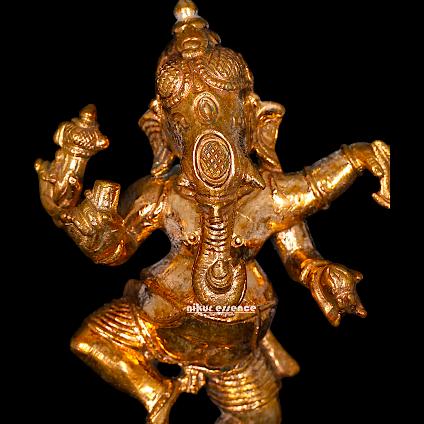 Ganesha dancing with Four hand Panchaloha idol - 4 Inches