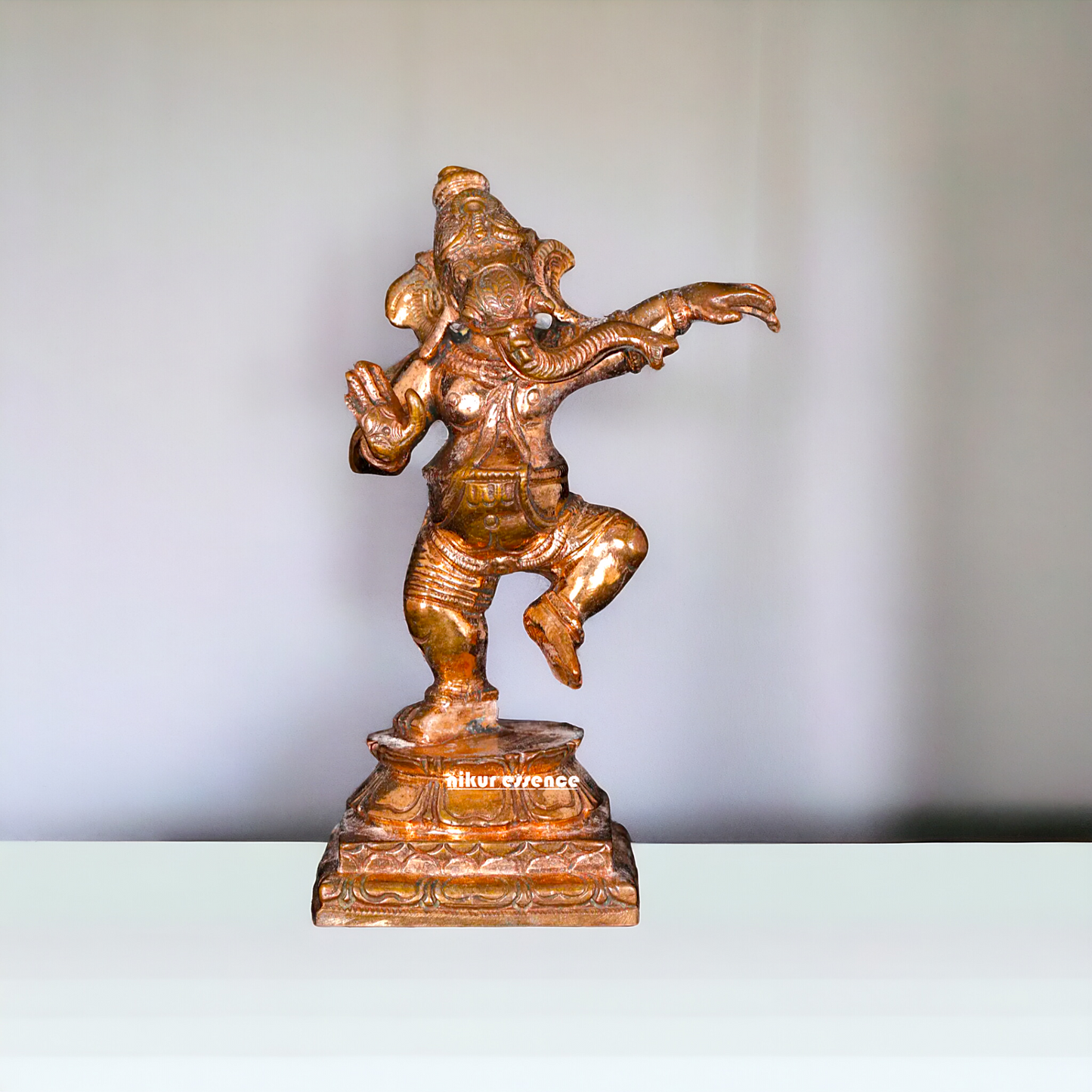 Panchaloha Ganesha Ganpati dancing with Four hand idol - 3 Inches