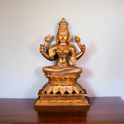 Lakshmi Devi seated Blessing with Four hand Panchaloha idol - 5 Inches