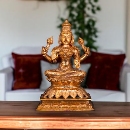 Lakshmi Devi seated Blessing with Four hand Panchaloha idol - 5 Inches