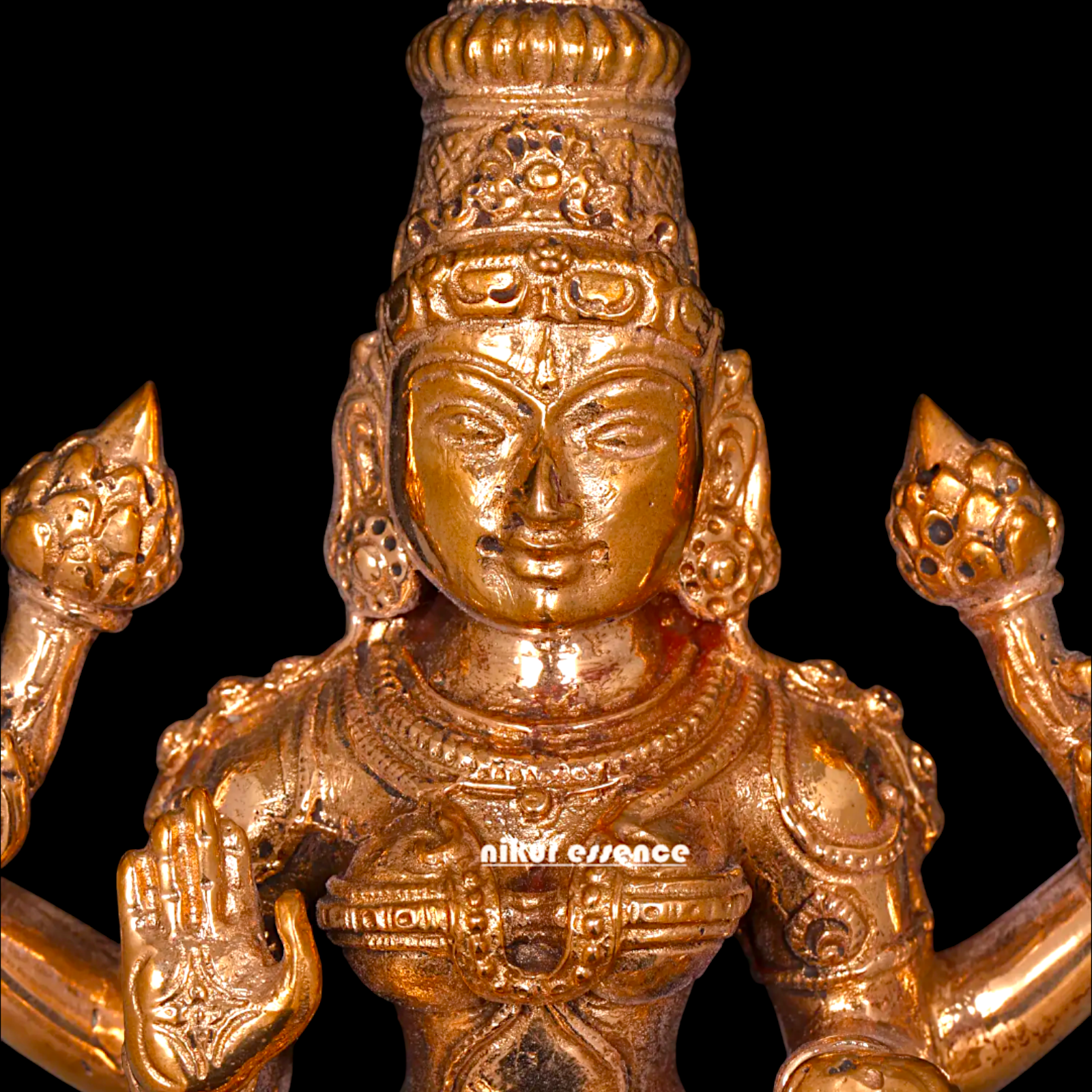 Lakshmi Devi seated Blessing with Four hand Panchaloha idol - 5 Inches