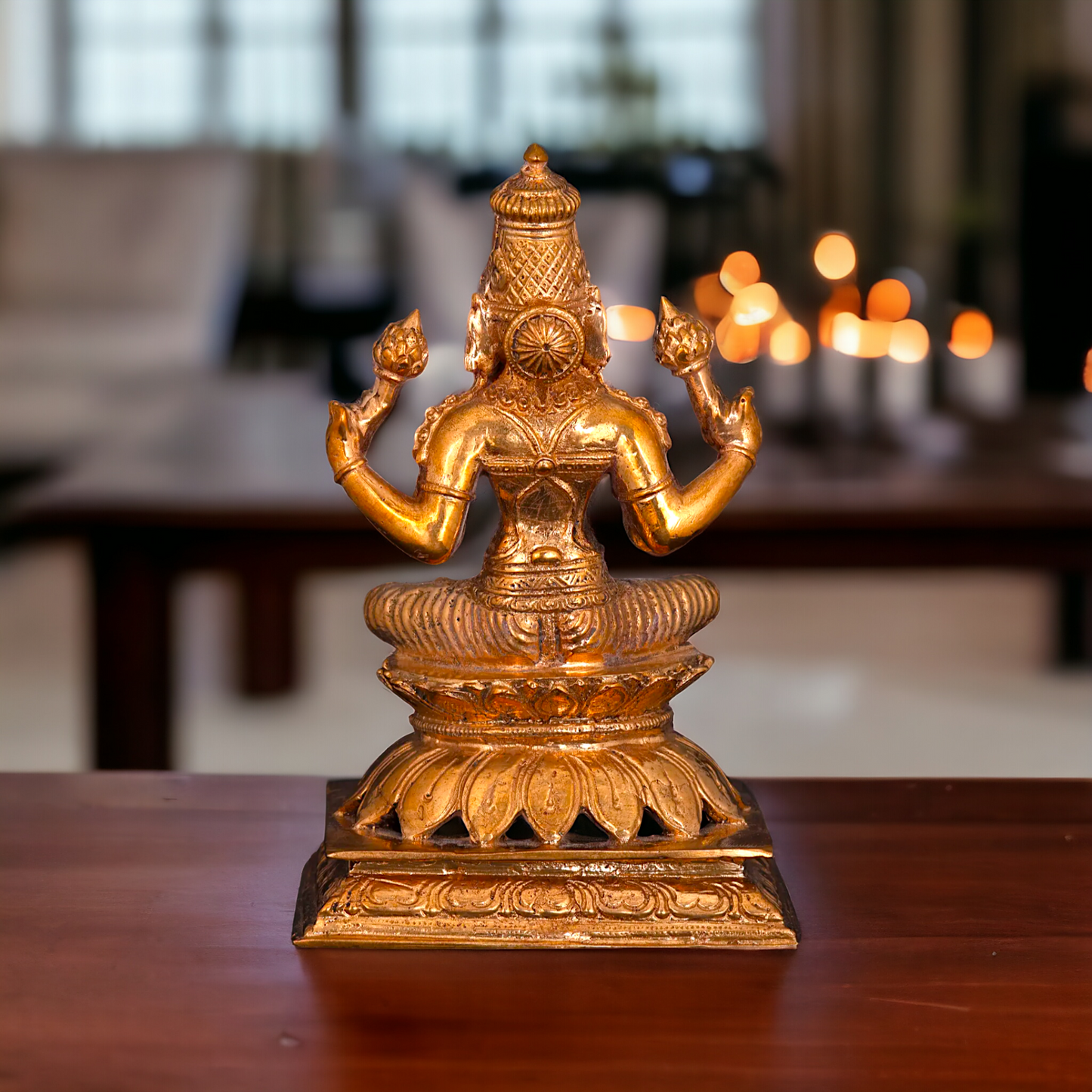 Lakshmi Devi seated Blessing with Four hand Panchaloha idol - 5 Inches