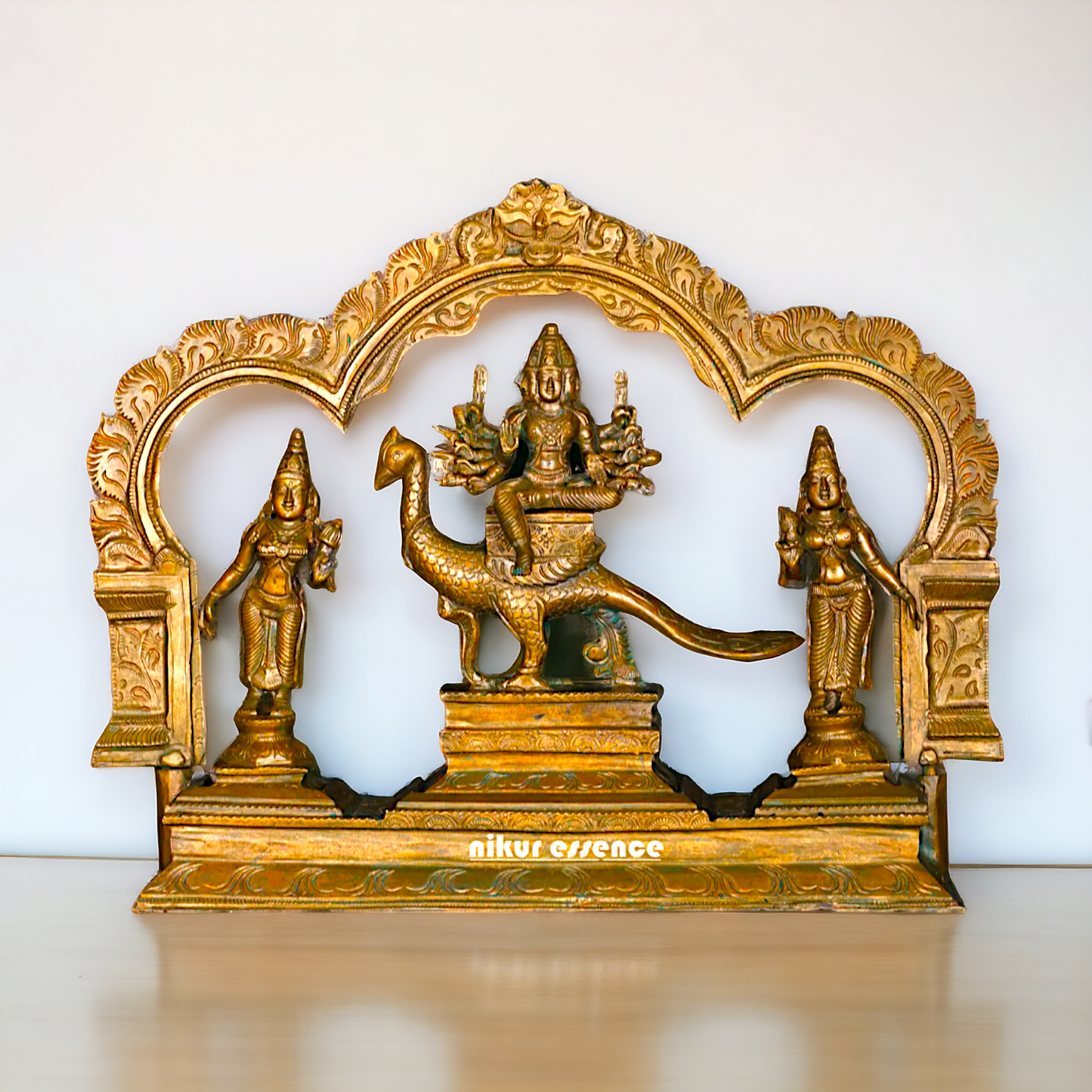 Murugan with Devasena and Valli Panchaloha idol - 13 Inches