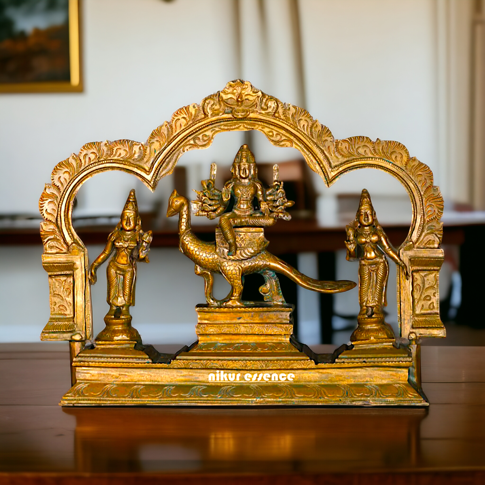 Murugan with Devasena and Valli Panchaloha idol - 13 Inches