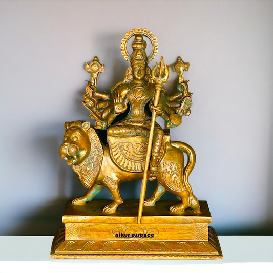 Big Durga Sherawali Maa with ten hand Panchaloha idol - 15 Inches