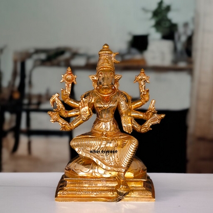 Goddess Varahi Amman Devi with eight hand Panchaloha statue - 7 Inches