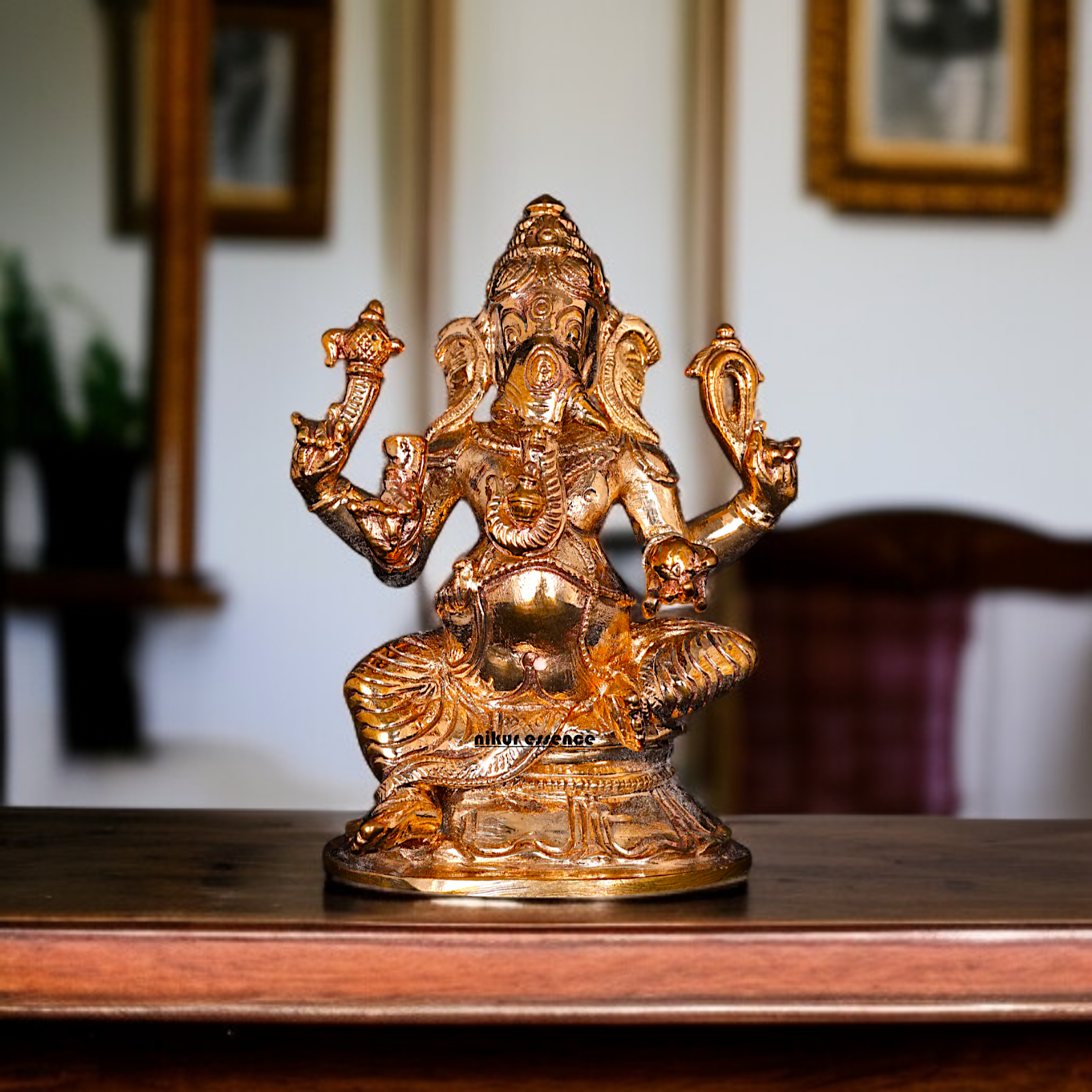 Ganesha Vinayaka seated Panchaloha statue - 3 Inches