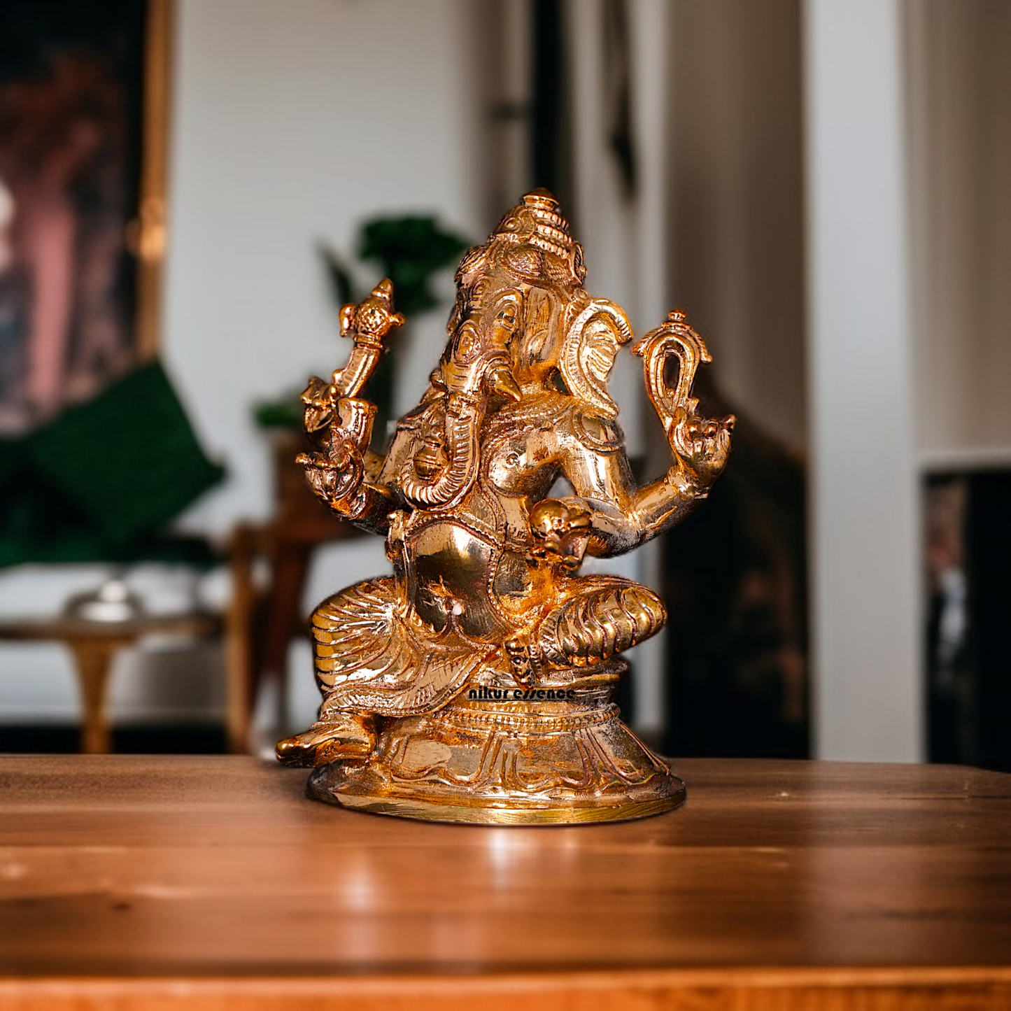 Ganesha Vinayaka seated Panchaloha statue - 3 Inches