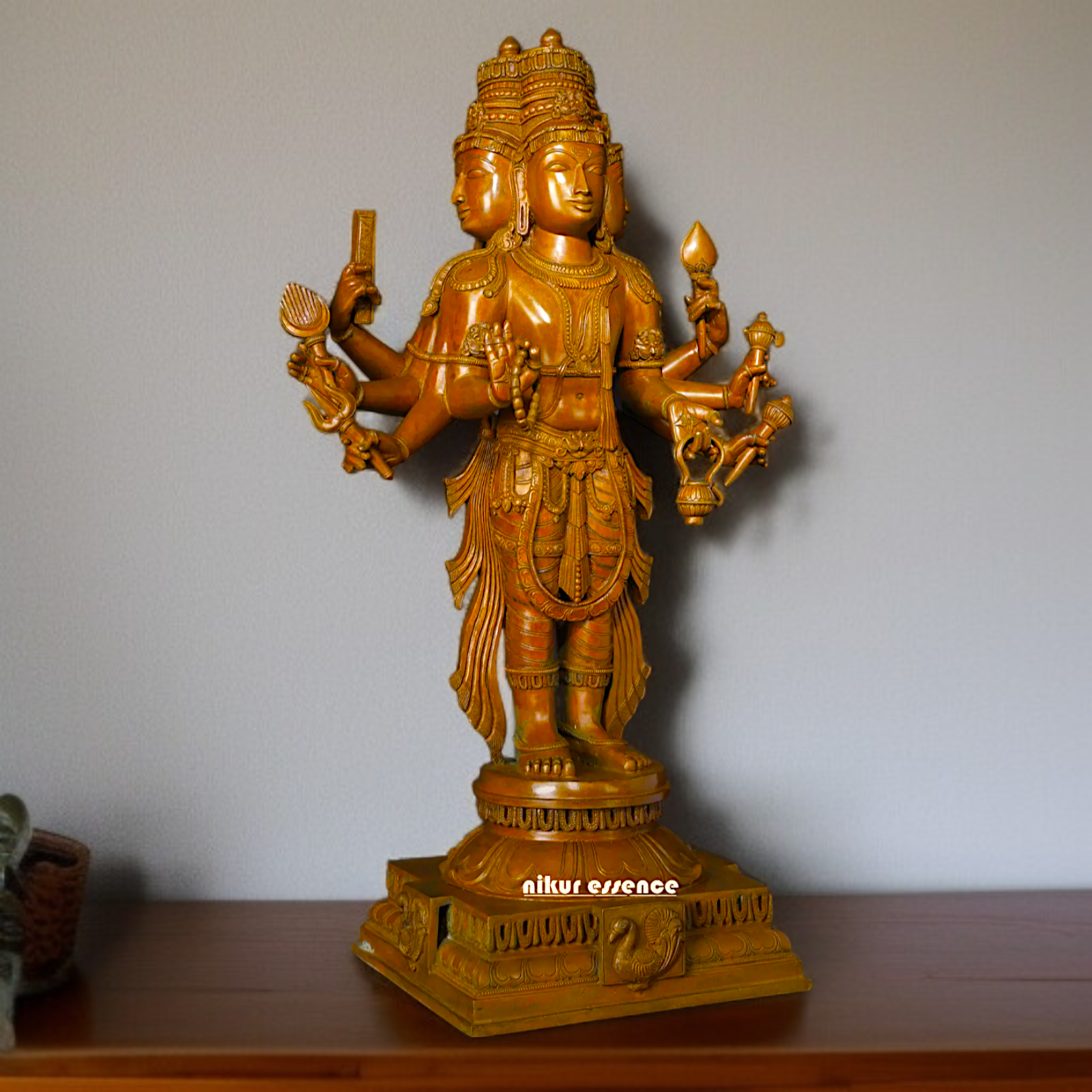 Large Brahma standing Blessing with Four hand Panchaloha statue - 2 Feet