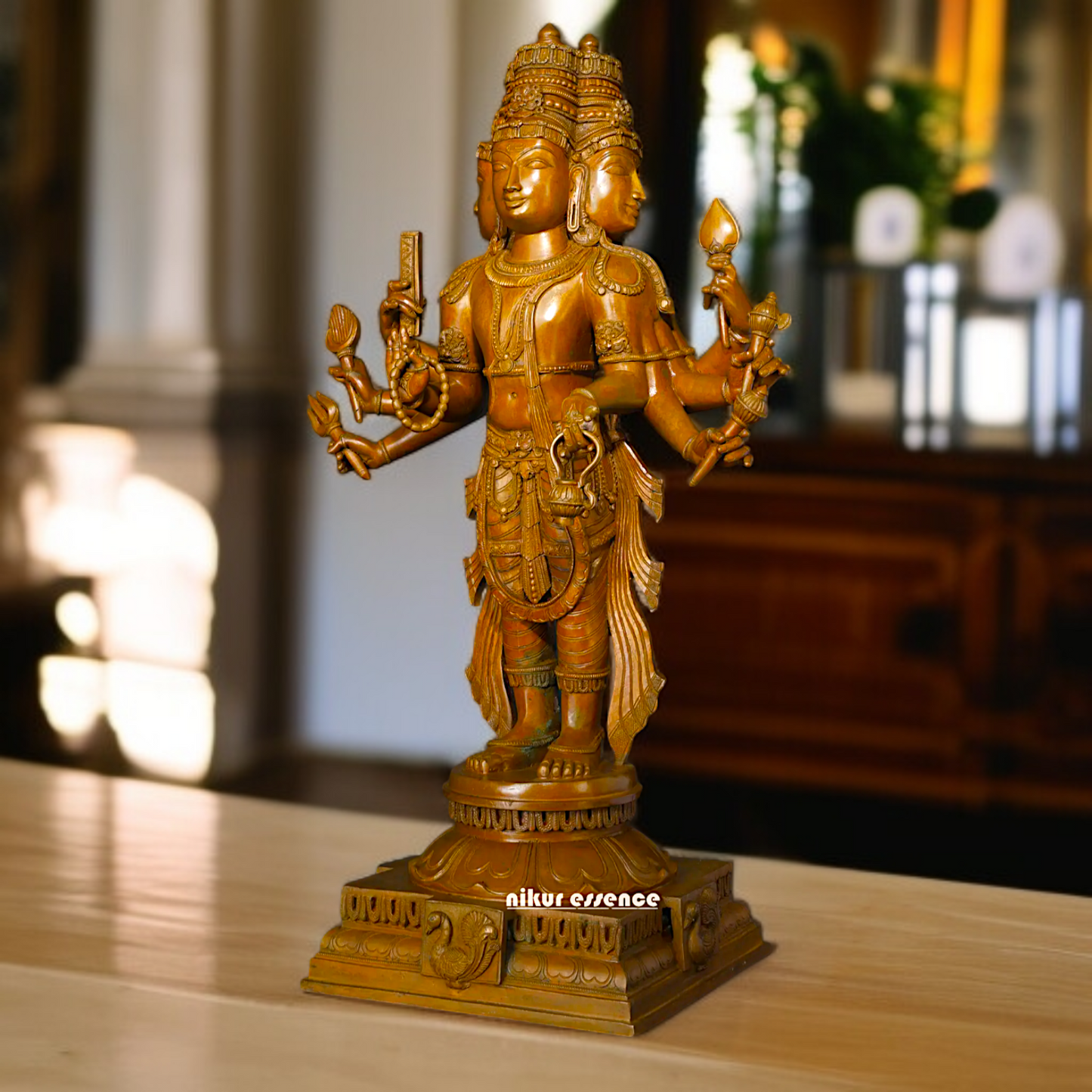 Large Brahma standing Blessing with Four hand Panchaloha statue - 2 Feet