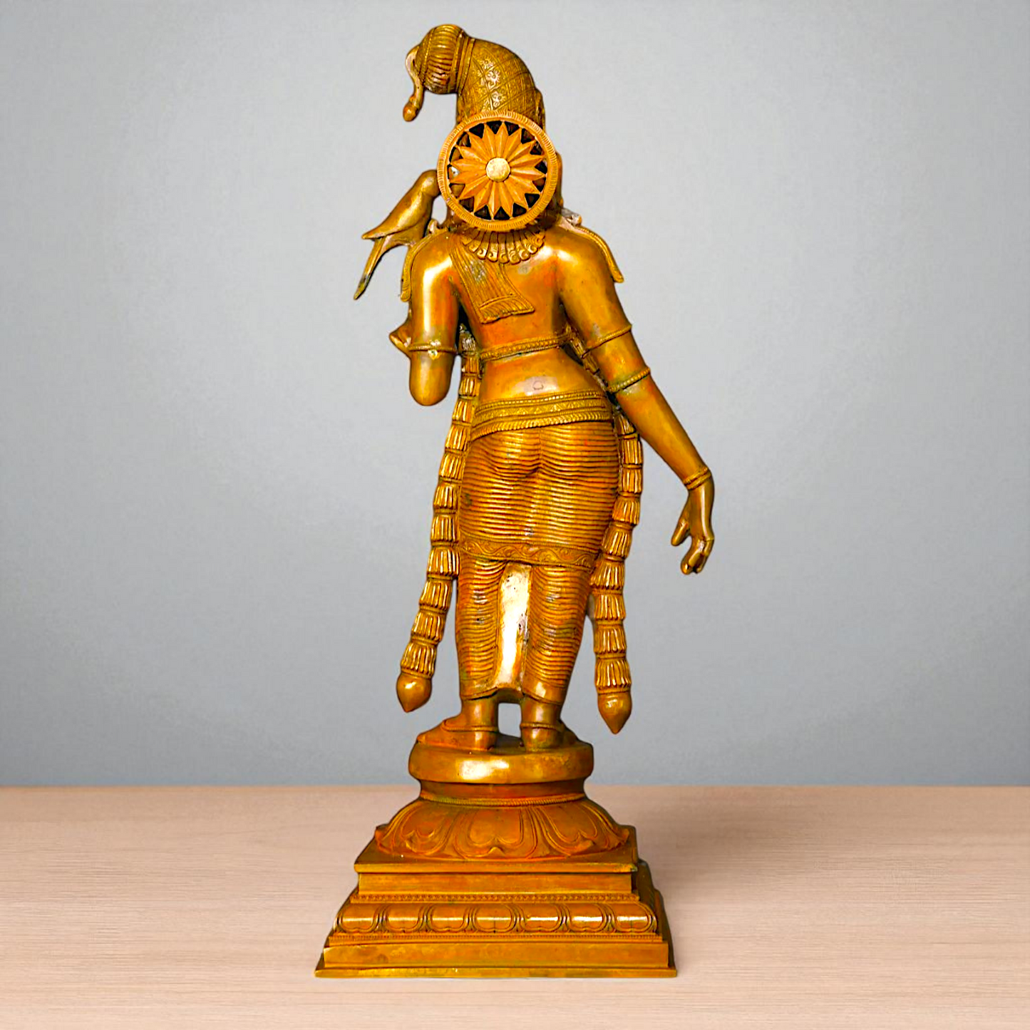 Andal Standing with parrot Panchaloha statue - 24 inches Nikuressence