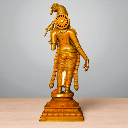 Andal Standing with parrot Panchaloha statue - 24 inches Nikuressence