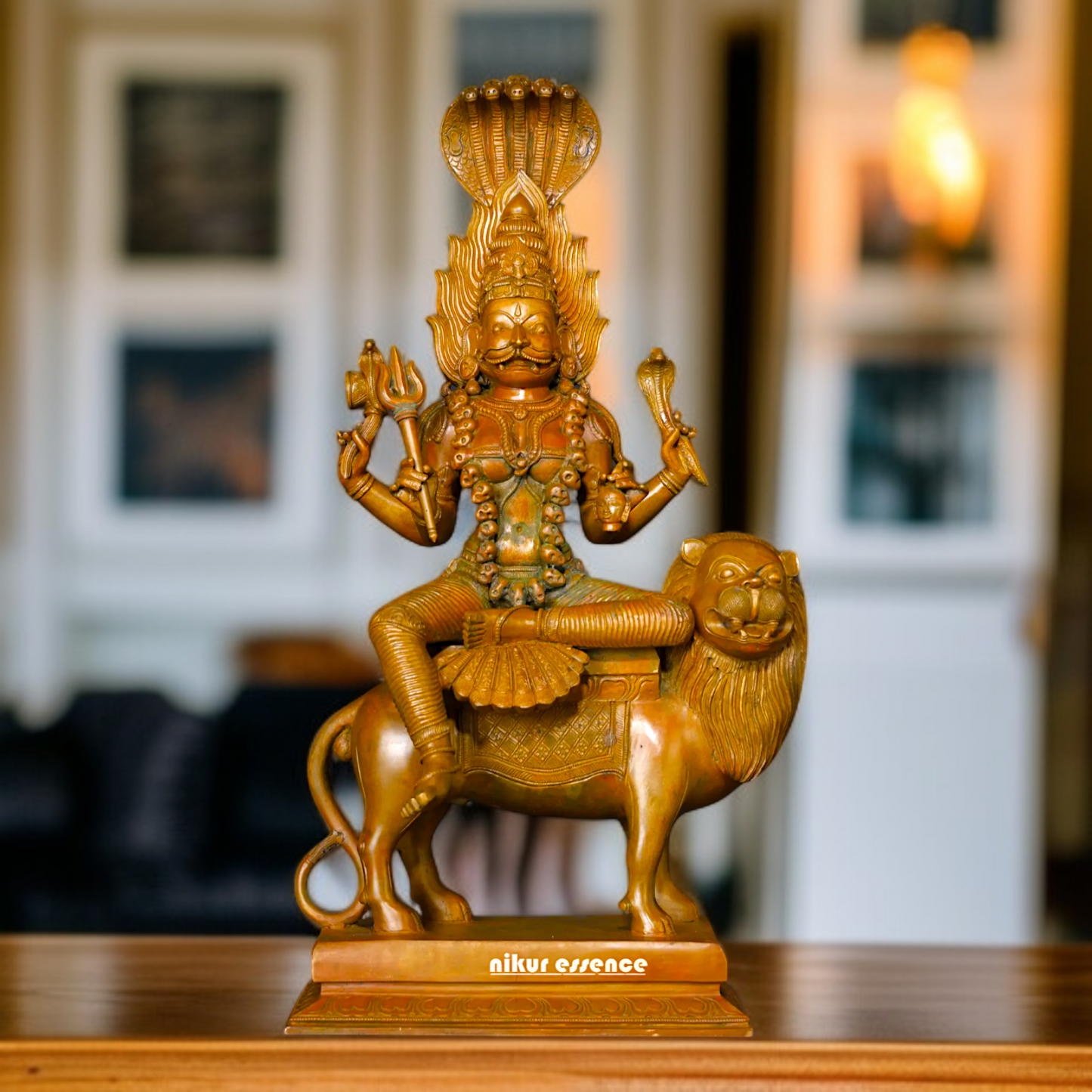 pratyangira devi seated on lion Panchaloha statue - 20 inches