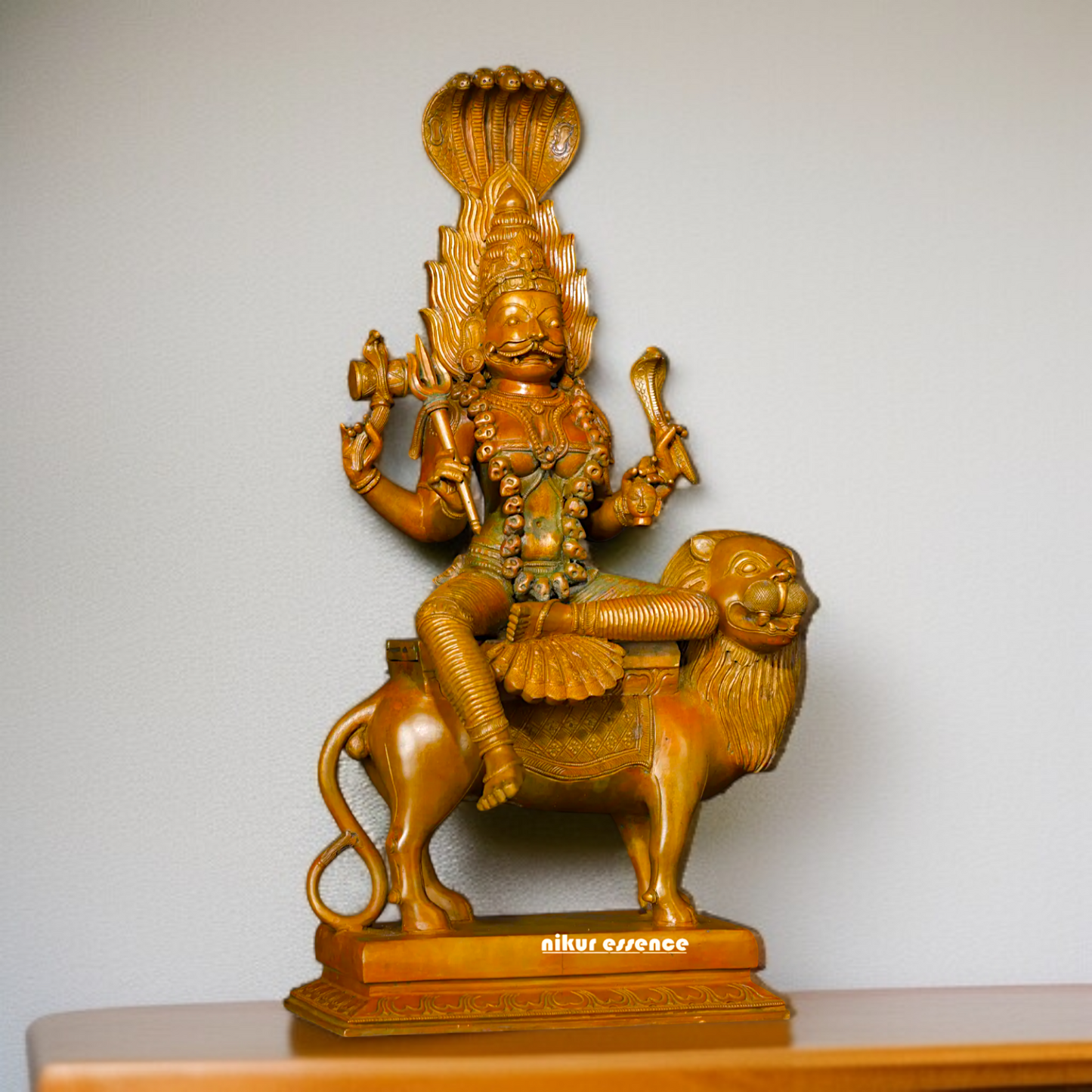 pratyangira devi seated on lion Panchaloha statue - 20 inches