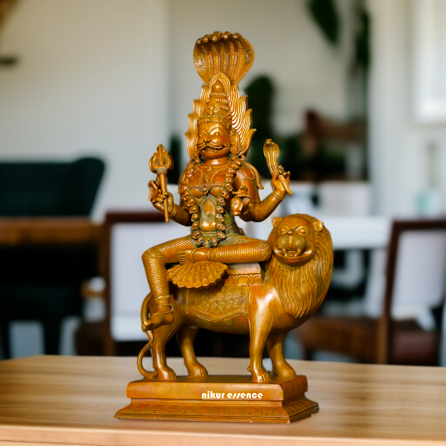 pratyangira devi seated on lion Panchaloha statue - 20 inches