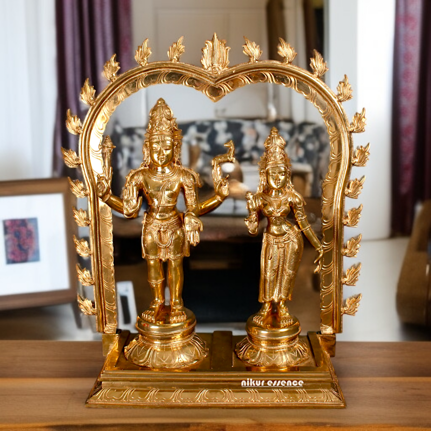 Large Shiva Pashupatinath with Parvati Devi Panchaloha idol - 25 inches