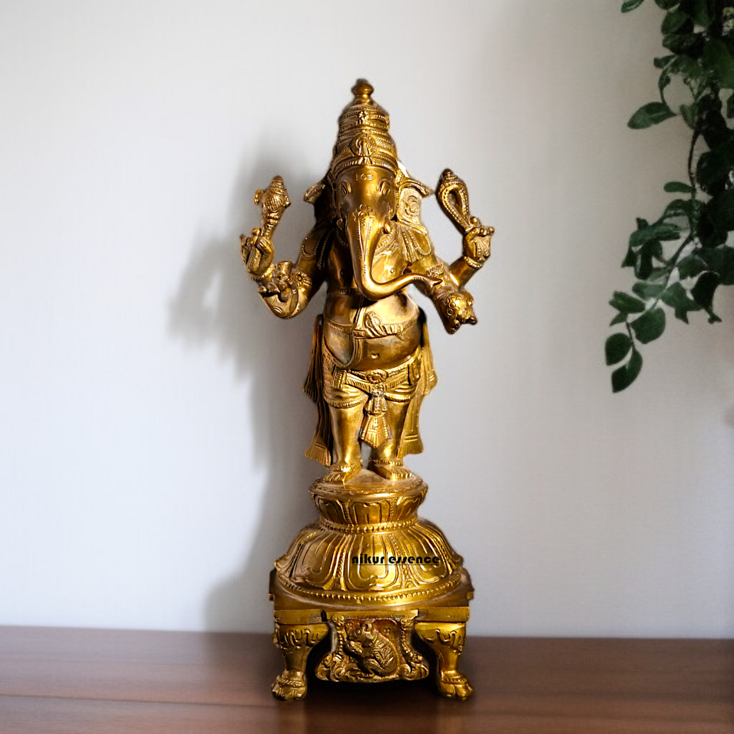 Ganpati Ganesha blessing Standing Four Armed Panchaloha idol- 11 inches