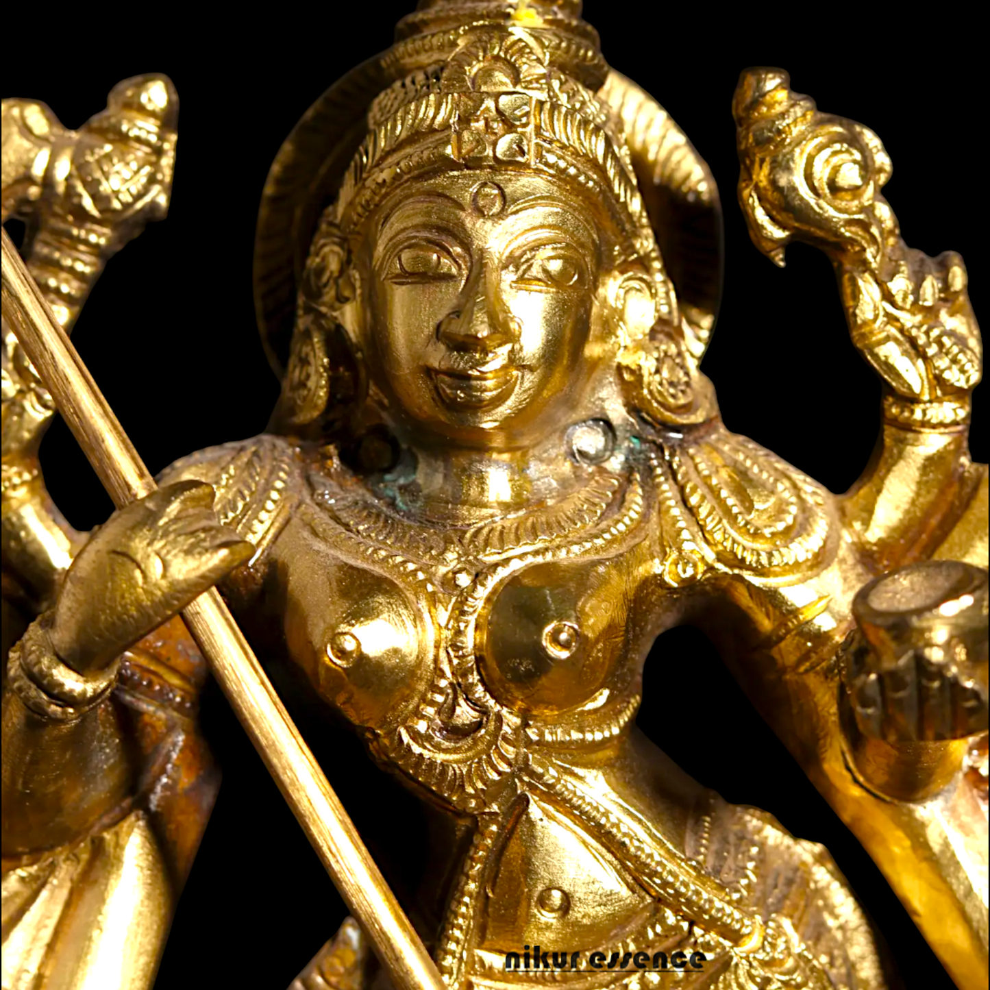 Mahishasur-Mardini Durga Devi eighteen Armed Panchaloha statue - 8 Inches