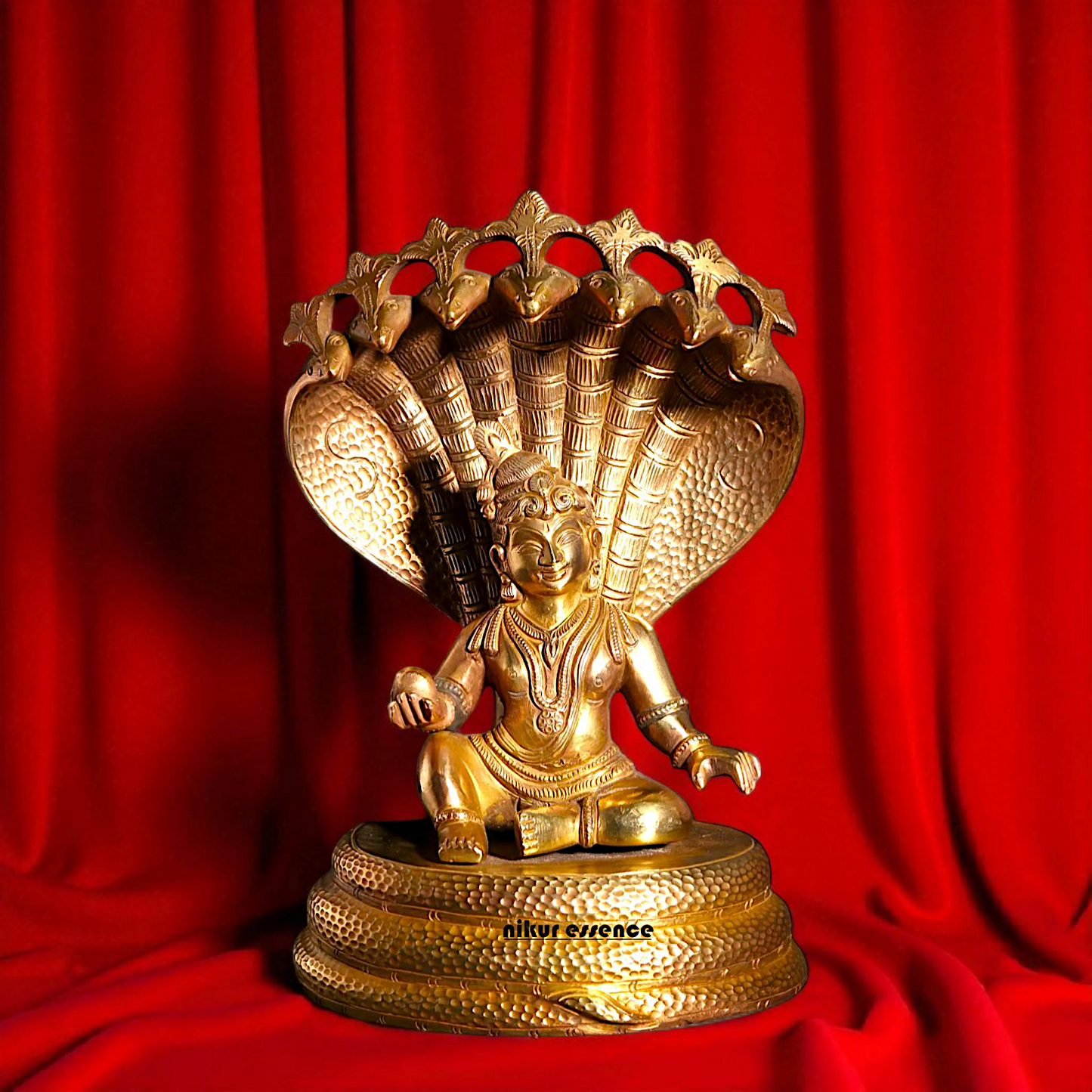 Bal krishna seated on sheshnag Panchaloha statue - 7 Inches Nikuressence