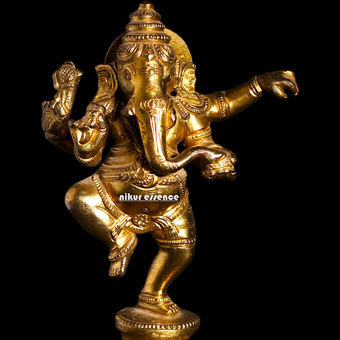 Panchaloha Ganesha Dancing with Four hand statue - 6 Inches