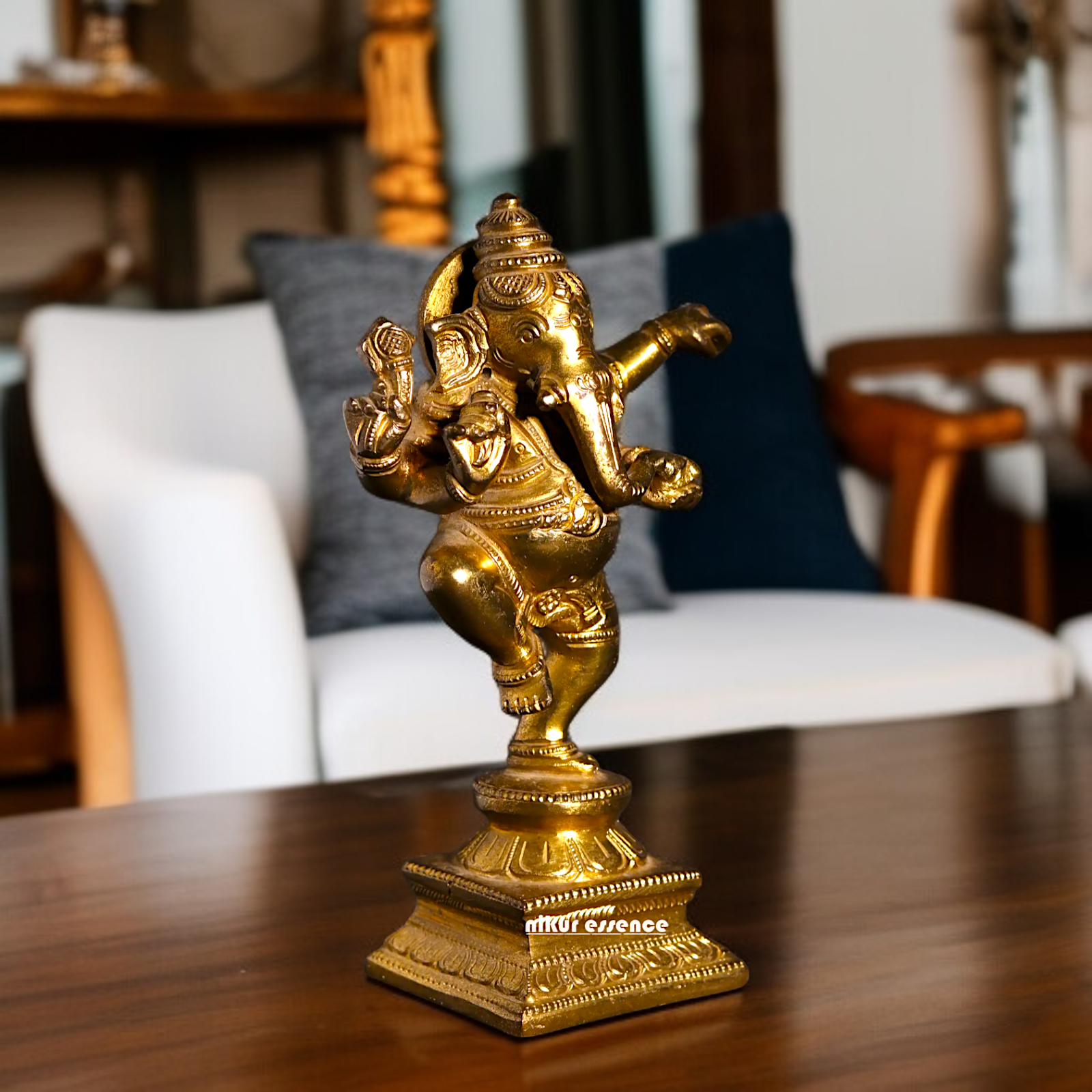 Panchaloha Ganesha Dancing with Four hand statue - 6 Inches