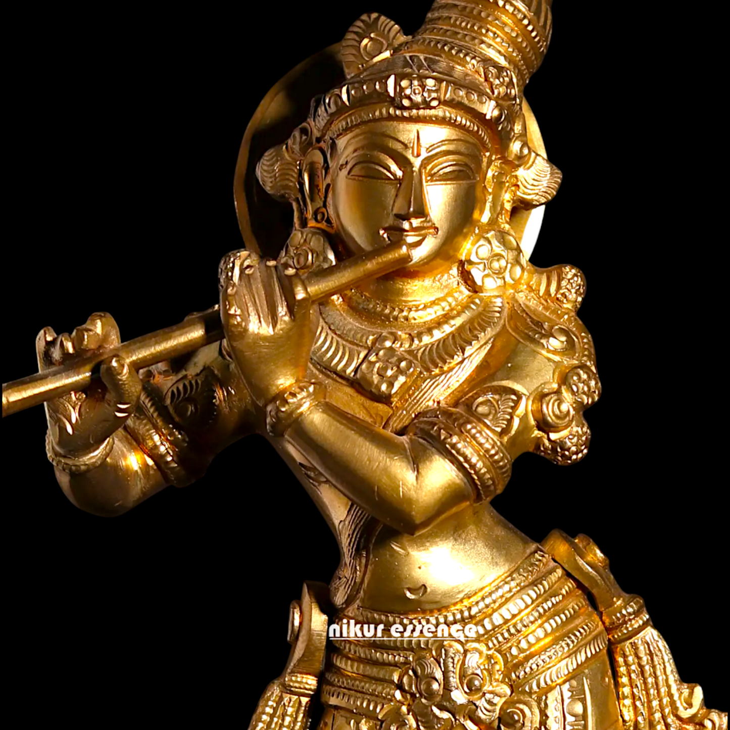 Panchaloha Venugopal Krishna standing with Playing Flute statue - 11 Inches