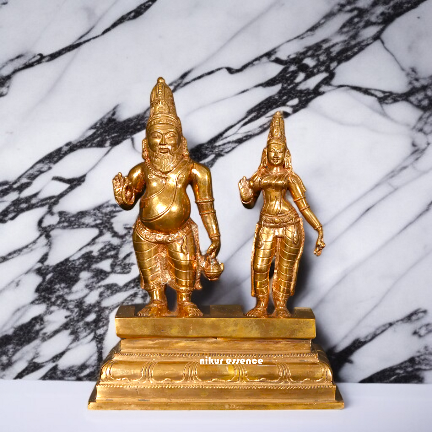 Panchaloha Agastya Muni with Wife Lopamudra standing statue - 9 Inches