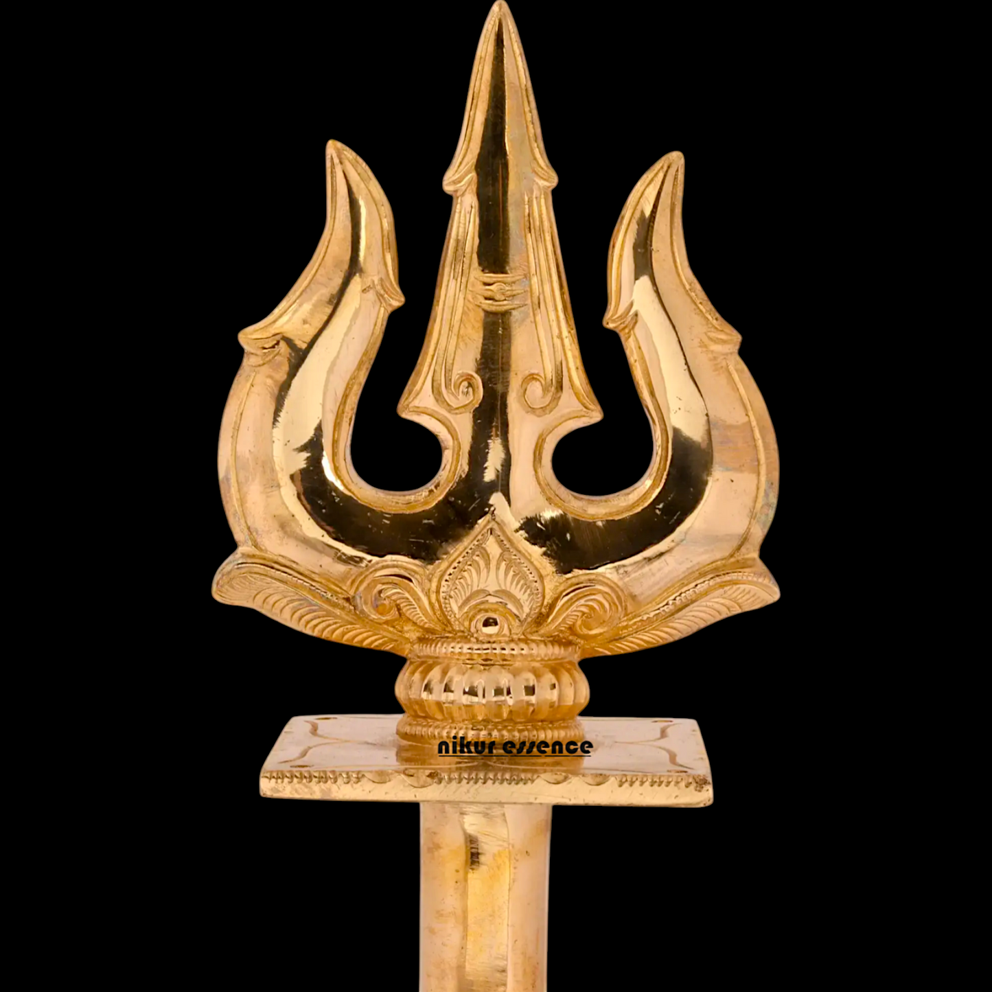 Trishul Holy Trident with stand Panchaloha idol - 12 inches