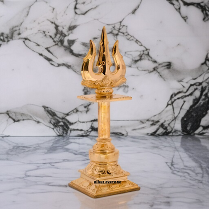 Trishul Holy Trident with stand Panchaloha idol - 12 inches