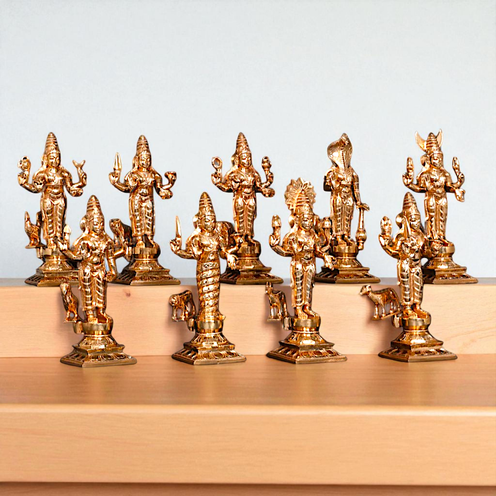 Navagraha With Vahana set Panchaloha idol - 12 inches Nikuressence